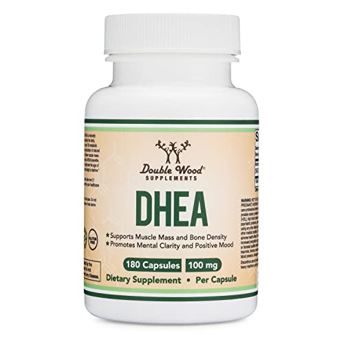 DHEA 100mg | 180 Capsules | Max Strength 6 Month Supply | Third Party Tested | Hormone Double Wood Supplements uk supplements