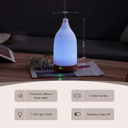 Coolego Ceramic Diffuser, 100ml Essential Oil Diffuser Ultrasonic Cool Mist Aromatherapy Diffuser Coolego uk supplements