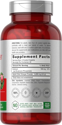 Apple Cider Vinegar Tablets 3200mg | 180 Pills | Vegetarian, Non-GMO & Gluten Free Supplement Horbäach uk supplements