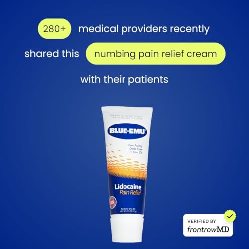 BLUE-EMU Lidocaine Pain Relief Cream for Fast, Numbing Relief, 2.7 Oz, 1 Pack BLUE-EMU uk supplements