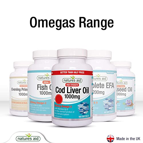 Natures Aid Cod Liver Oil, 1000 mg, 180 Softgel Capsules (High Strength, 254 mg Omega natures aid uk supplements