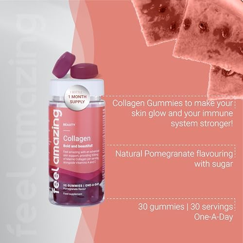 Collagen Gummies with Vitamins A and C, 500mg of Marine Collagen Per Serving, Advanced Skin Support, Feel Amazing uk supplements