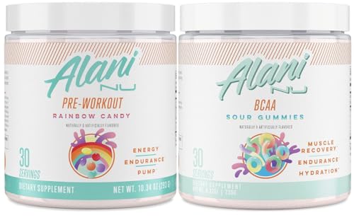 Alani Nu Rainbow Candy Pre Workout and BCAA Sour Gummies Post Workout Powder Alani Nu uk supplements