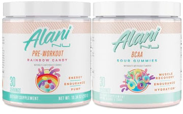 Alani Nu Rainbow Candy Pre Workout and BCAA Sour Gummies Post Workout Powder Alani Nu uk supplements