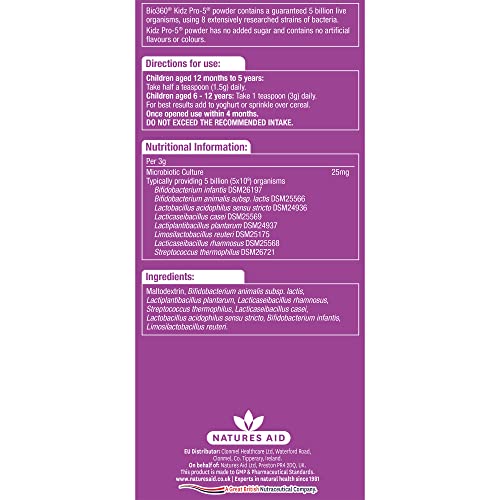 Natures Aid Bio360 Kidz Pro-5 (5 Billion Bacteria) from Natures Aid, Children's Microbiotic natures aid uk supplements