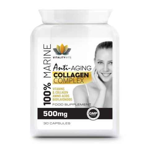 Marine Collagen Complex - High Strength 30 Capsules for Joint Support Hair VITALITYVITS uk supplements