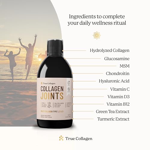 True Collagen Joint Peptides - Pack of 500ml, Berry Flavour | Dietary Supplements with Turmeric & Green Tea Extract True Collagen uk supplements