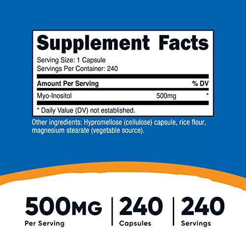 Nutricost Inositol Capsules 500mg, 240 Capsules - Veggie Capsules, Non-GMO, Gluten Nutricost uk supplements