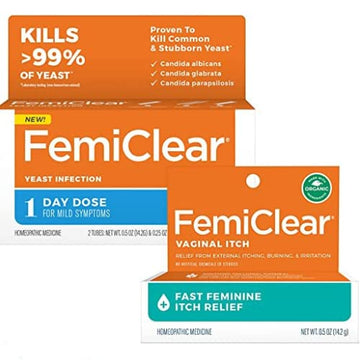 FemiClear 1-Day Yeast Infection Treatment & Vaginal Itch Relief Ointment - Fast Relief Bundle (Pack of 2) FemiClear uk supplements