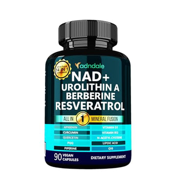 Adndale NAD Supplement. Longevity Formula with Liposomal NAD+, Trans Resveratrol, Urolithin-A, Berberine, CoQ10. NMN Supplement Alternative. 90 Count Adndale uk supplements