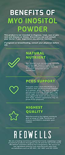 Myo Inositol Powder REDWELLS PCOS & Fertility GMO Free Vegan - 250g Pack REDWELLS uk supplements