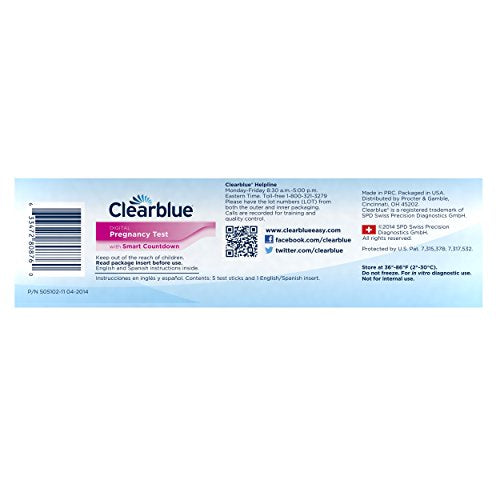 Clearblue Digital Pregnancy Test with Smart Countdown, Multi, 5 count Clearblue uk supplements