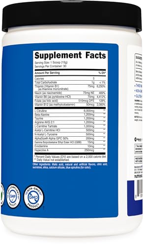 Nutricost Stim-Free Pre-Workout, 30 Servings (Blue Raspberry) - Caffeine Free, Stimulant Nutricost uk supplements