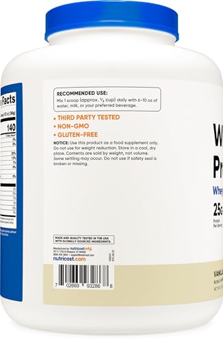 Nutricost Whey Protein Supplement Powder, Vanilla, 5 pounds Nutricost uk supplements