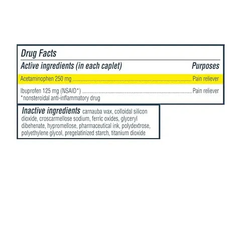 Advil Dual Action Back Pain Caplets Delivers 125mg Ibuprofen and 250mg Acetaminophen Per Dose for 8 Hours of Back Pain Relief - 144 Count Advil uk supplements