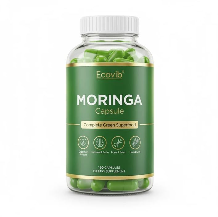 ECOVIB Moringa Capsules – 180 Vegan Capsules | Organic Superfood for Energy, Immunity & Detox ECOVIB uk supplements