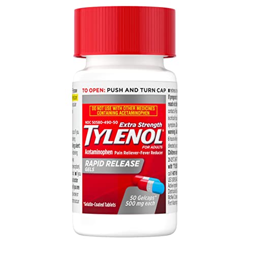 Tylenol Extra Strength Acetaminophen Rapid Release Gels for Pain & Fever, 50 Count Tylenol uk supplements