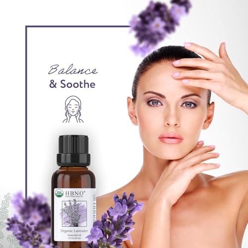 HBNO Organic Lavender Essential Oil - 1 oz (30ml) Value Size - USDA Certified Organic Lavender HBNO uk supplements