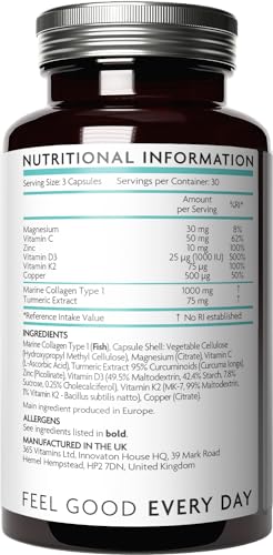 Premium Advanced Collagen Complex for Joint and Bone Health – High Strength Marine Collagen with Vitamin D3, Zinc, and Copper V Vitamini uk supplements