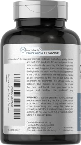 Coral Calcium 1500mg 150 Capsules | Plus Magnesium | Non-GMO, Gluten Free Supplement Horbäach uk supplements