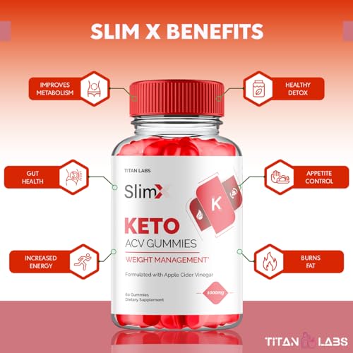 (2 Pack) SlimX Keto ACV Gummies, SlimX Keto ACV Advanced Weight Loss 1000MG Apple Titan Labs uk supplements
