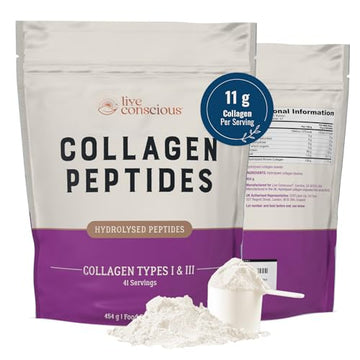 Collagen Peptides Powder - Grass-Fed Hydrolysed Collagen Powder Supplement Live Conscious uk supplements