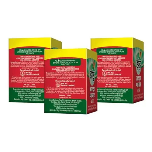 Zandu Ultra Red Balm | Ayurvedic Balm with Menthol, Camphor, Eucalyptus Oil | Relieves from Bodyache, Cold & Muscle Stiffness | Non Greasy & Fast Acting | 0.85 Fl Oz (Pack of 1) Zandu uk supplements