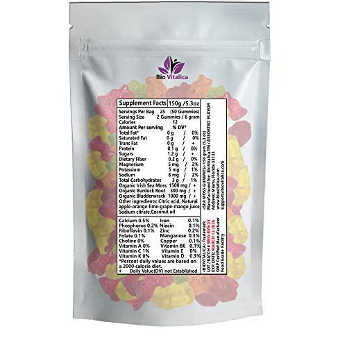 Sea Moss Gummies - Irish sea Moss raw Organic, Bladderwrack, Burdock Root BIO VITALICA uk supplements