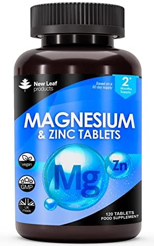Magnesium Supplements 516mg With Zinc - 120 Magnesium Tablets Supports Muscle NEW LEAF PRODUCTS uk supplements
