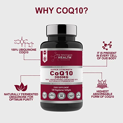 Ubiquinone Coenzyme Q10 300mg Softgel Capsules, 120 Super Strength Vegan Friendly The Intelligent Health uk supplements