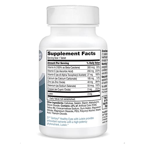 21st Century Healthy Eyes with Lutein Tablets, 60 Count, White (27452) 21st Century uk supplements