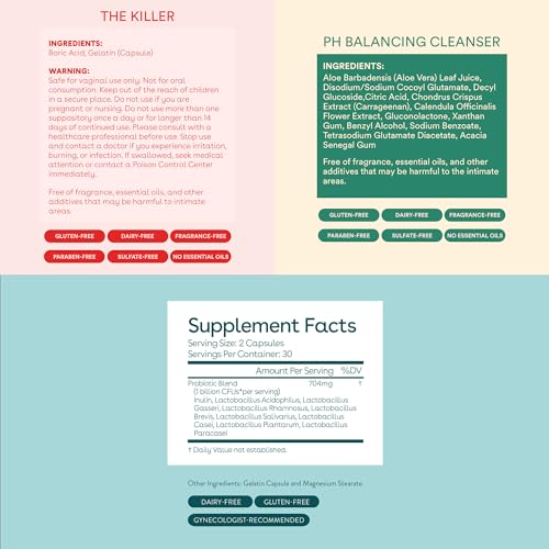 Love Wellness The Killer, Good Girl Probiotics, pH Balancing Cleanser | Boric Acid Suppositories Love Wellness uk supplements