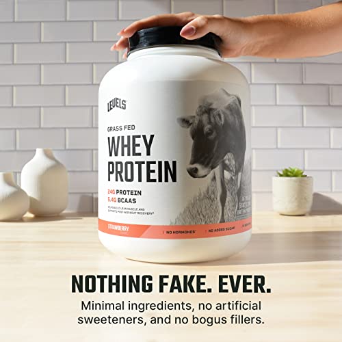 Levels Grass Fed 100% Whey Protein, No Hormones, Strawberry, 5LB Levels Nutrition uk supplements
