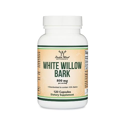 White Willow Bark Capsules 800mg per Serving, 120 Count (Willow Bark Extract Std. Double Wood Supplements uk supplements