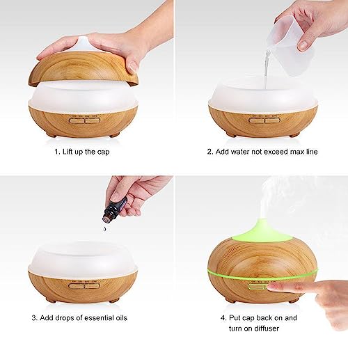 Essential Oil Diffuser, Aromatherapy humidifier, ultrasonic Cold Mist humidifier, 4 Timing Settings TinasChoice uk supplements