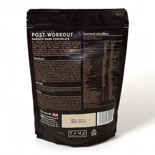 Vegan Post Workout Protein Powder | Dark Chocolate | 301g | Tame Nutrition Tame Nutrition uk supplements