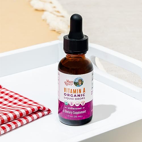MaryRuth Organics USDA Organic Vitamin A Liquid Drops | 3 Month Supply | Bone Health for Ages 14+ | Essential Vitamin | 750mcg per Serving | Sugar Free | Vegan | Non-GMO | Gluten Free | 1oz MARYRUTH'S uk supplements