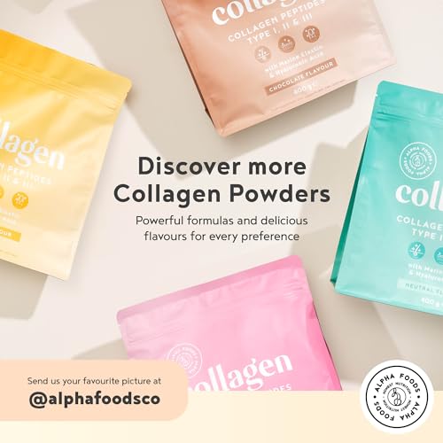 Collagen Powder with Hyaluronic Acid 400g - Collagen Peptides Supplement + Amino Acids Alpha Foods uk supplements