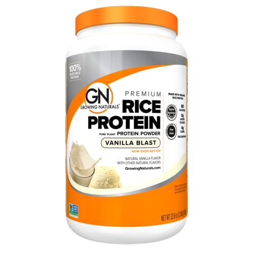 Growing Naturals | Vanilla Rice Powder 15g Plant Protein | 2.8G BCAA, Low-Carb Growing Naturals uk supplements