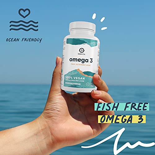 Omvits Vegan Omega 3 DHA from Algae Oil 1000mg - 60 Softgel Capsules with Vitamin E Omvits uk supplements
