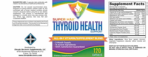 3-Month Thyroid Support Supplement (All-in-1 Formula) with 14 Active Ingredients Elevate Recovery Supplements uk supplements