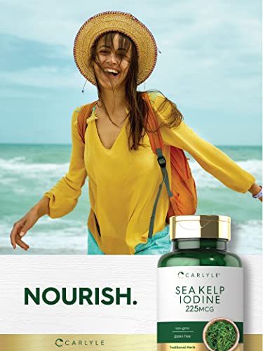 Sea Kelp Iodine Supplement | 225mcg | 300 Tablets | Non-GMO, Gluten Free | Traditional Carlyle uk supplements