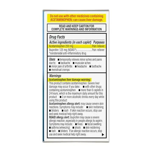 GoodSense Dual Action Acetaminophen and Ibuprofen (NSAID) Tablets, 250 mg/125 mg, Back Pain, 18 Count GoodSense uk supplements