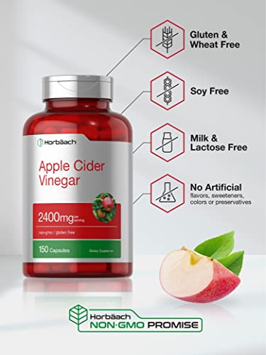 Horbaach Apple Cider Vinegar Capsules | 2400mg | 150 Count | Non-GMO, Gluten Free Horbäach uk supplements