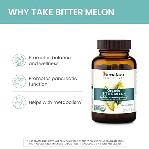 Himalaya Organic Bitter Melon for Glucose Metabolism, 660 mg, 60 Caplets, 1 Month Supply Himalaya uk supplements