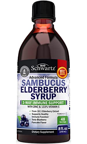 Elderberry Syrup for Kids and Adults - Natural Immune Support with Zinc and Vitamin C BioSchwartz uk supplements