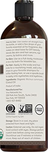 Viva Naturals Organic Castor Oil, 16 fl oz - Cold Pressed Castor Oil for Skin, Hair and Lashes - Traditionally Viva Naturals uk supplements