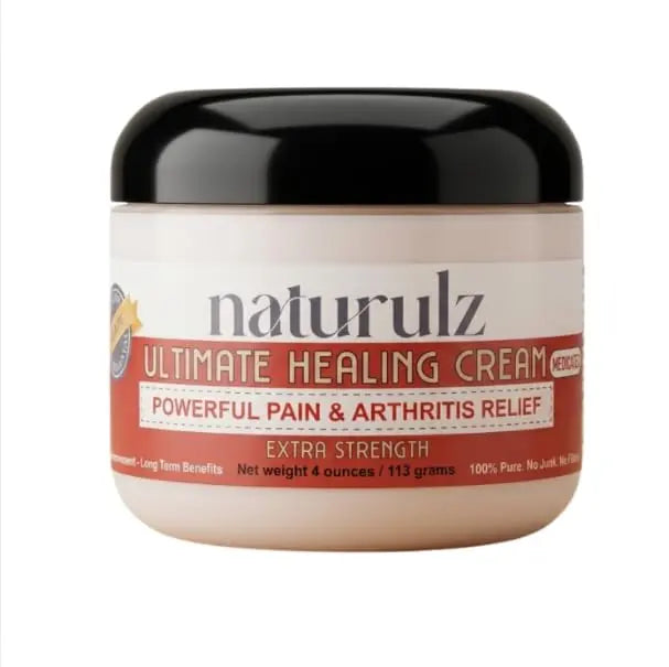 Naturulz Ultimate Healing (Medicated) Cream OTC 4 Ounce - Pain & Arthritis Topical for Sore Lower Back, Neck, Shoulders, and Muscles. All-Natural Formula with Medication Strength Capsaicin. Naturulz uk supplements