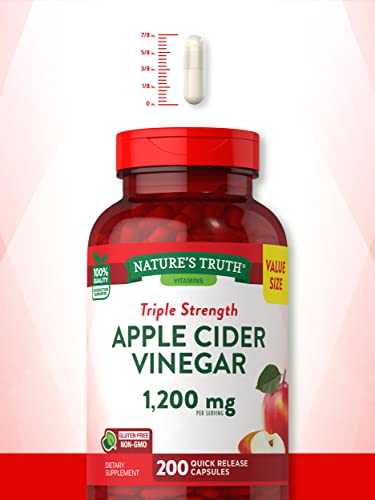 Nature's Truth Apple Cider Vinegar Capsules | 1200mg | 200 Pills | Extra Strength | Value Size Nature's Truth uk supplements