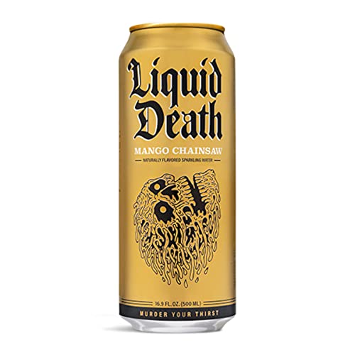 Liquid Death Flavored Sparkling Water with Agave, Mango Chainsaw, 16.9 oz Tallboys Liquid Death uk supplements